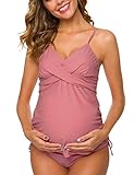 Product Image of the Ziola Women Two Piece Women's Maternity Swimsuit Retro Plum Wrap Front Tankini...