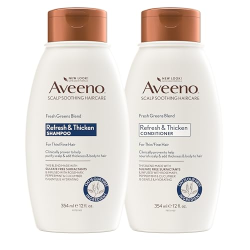 Product Image of the Aveeno Fresh Greens Shampoo + Conditioner with Rosemary, Peppermint & Cucumber...