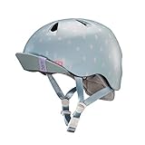 Product Image of the Bern Nina Cycling Helmet for Girls, Satin Seaglass Polka Dot w/Flip Visor, XS/S