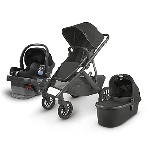 Product Image of the UPPAbaby Vista V2 Stroller - Jake (Black/Carbon/Black Leather) + Mesa Infant Car...