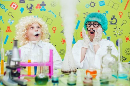 Kids doing a science experiment