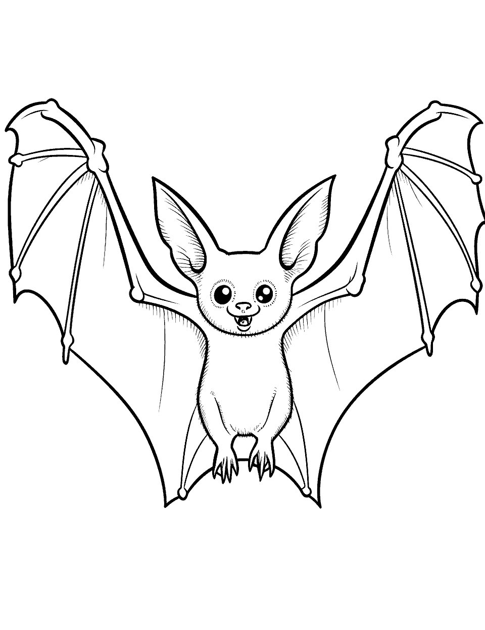 Bat Sketch for Coloring Page - A lightly sketched bat, allowing kids to add their own details.