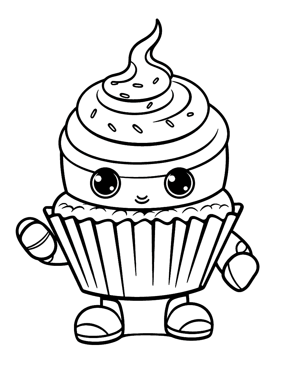 Robot Cupcake Coloring Page - A robot designed like a cupcake for a bakery shop.