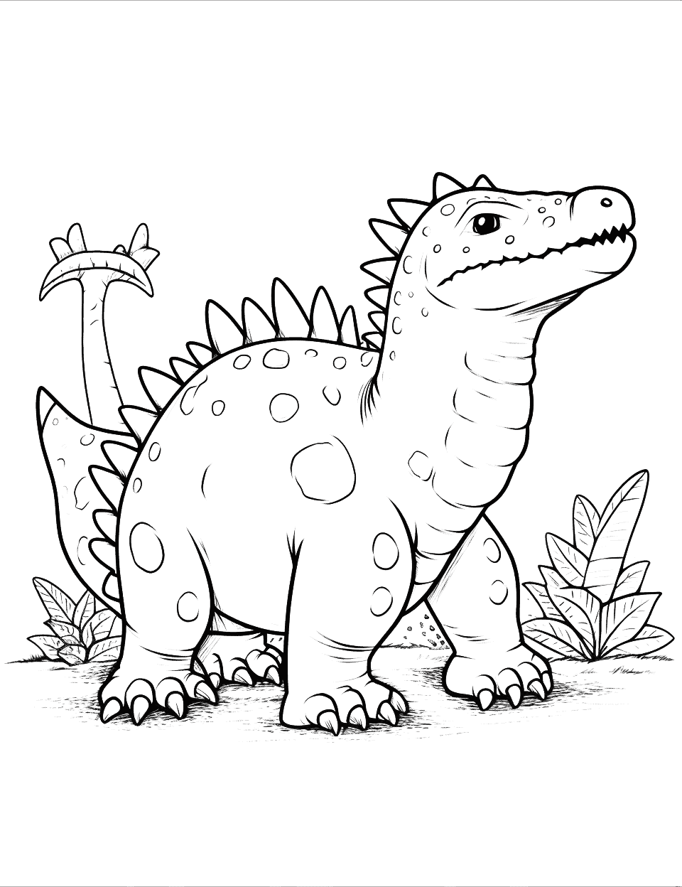 Ankylosaurus Defense Dinosaur Coloring Page - An Ankylosaurus using its tail club to defend against a predator.