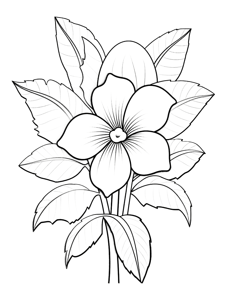 Advanced Tropical Flower Drawing Coloring Page - A detailed and realistic tropical flower drawing for the advanced colorist.