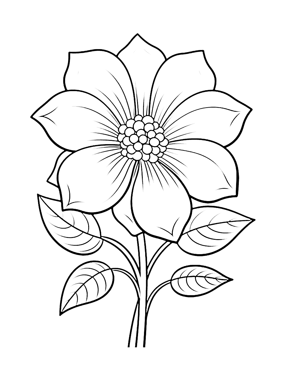 Cool Tropical Bloom Flower Coloring Page - A large, cool tropical flower design.