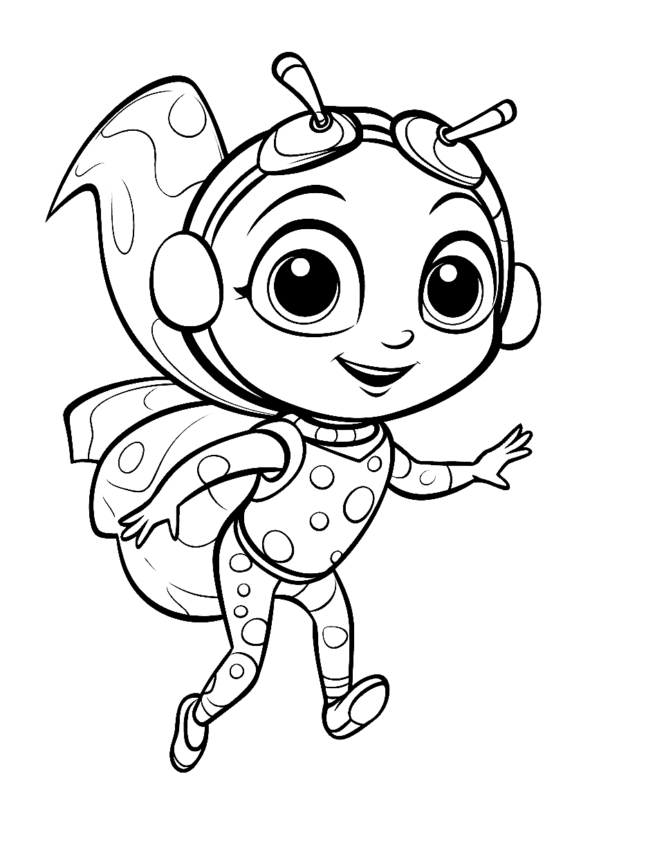 Super Ladybug Coloring Page - A super ladybug dressed in a superhero costume and everything ready to save the day.