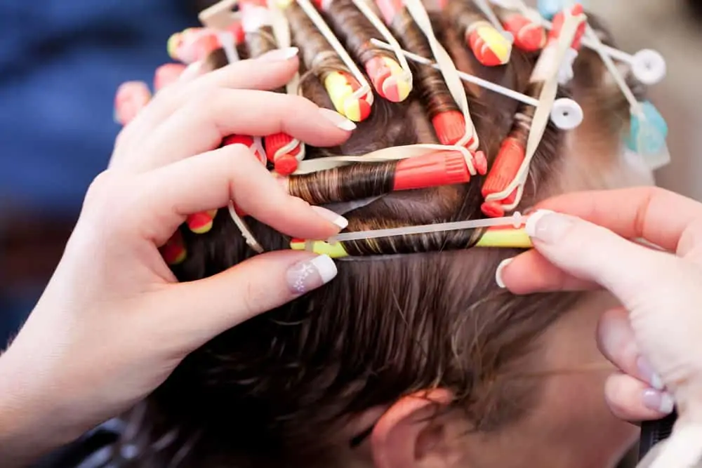 Woman getting a perm