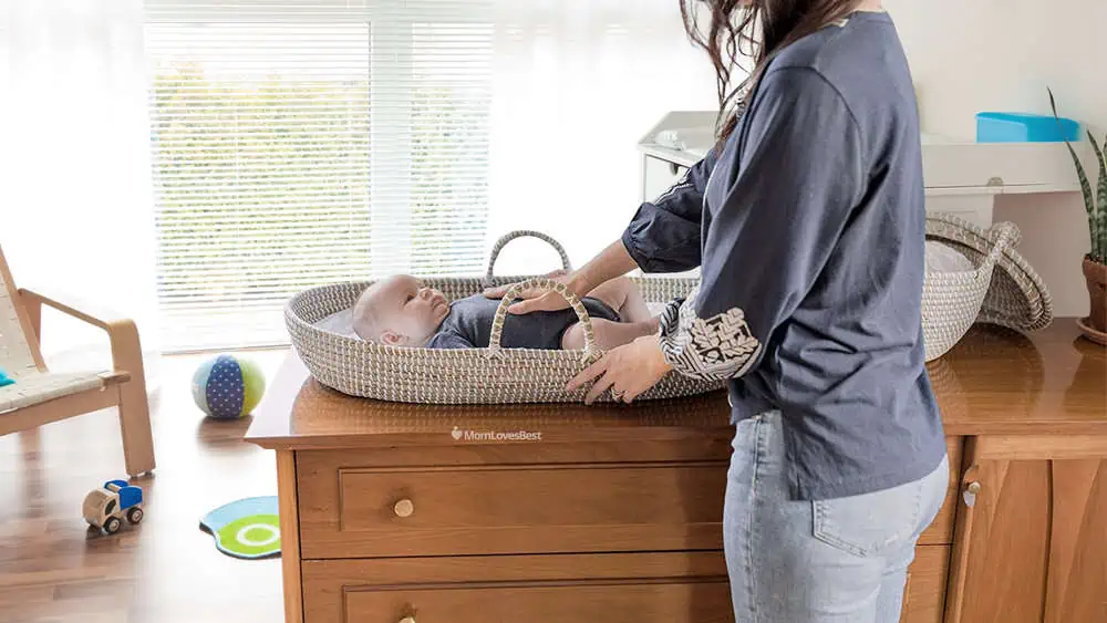 Photo of the Woven Baby Basket Changing Pad